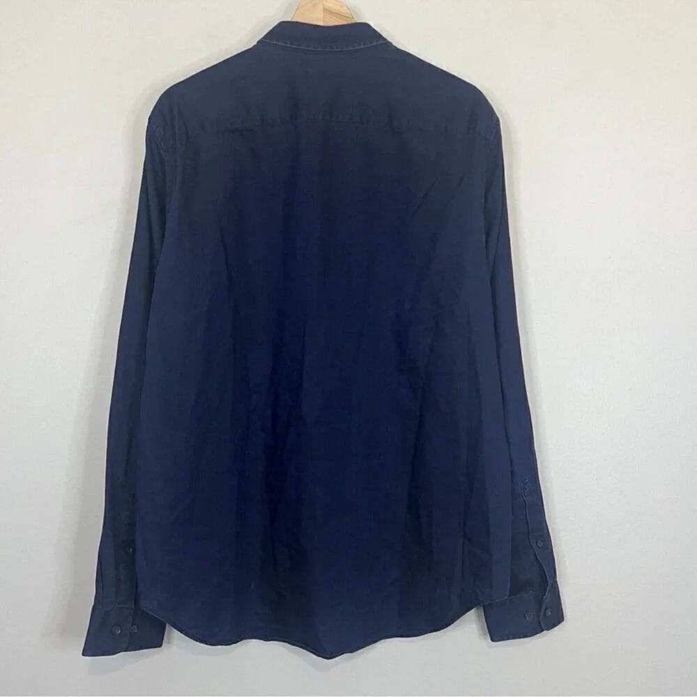 Vince Navy Soft Cotton Classic Button Up Shirt Large